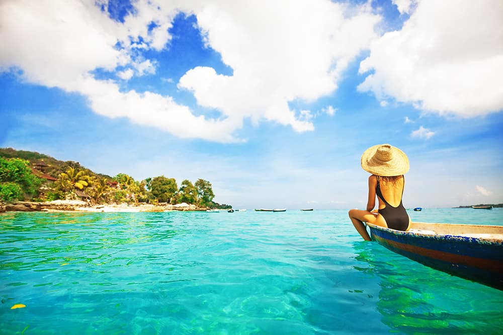 Pristine blue beach waters in Bali