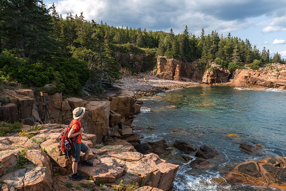 Hiker in Acadia National Park, Canada