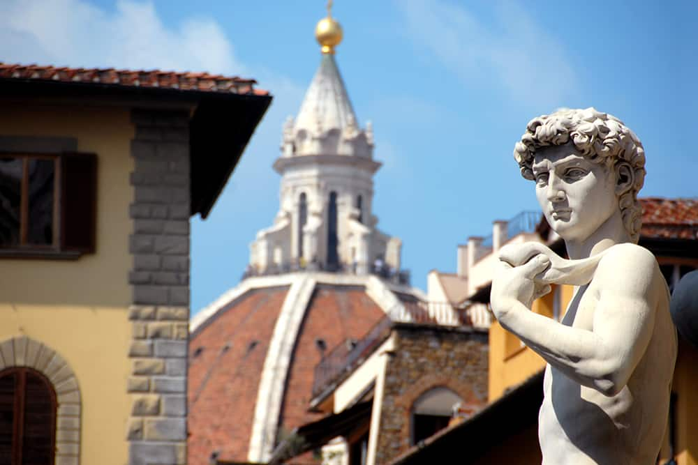 View of the statue of David in Florence, Italy