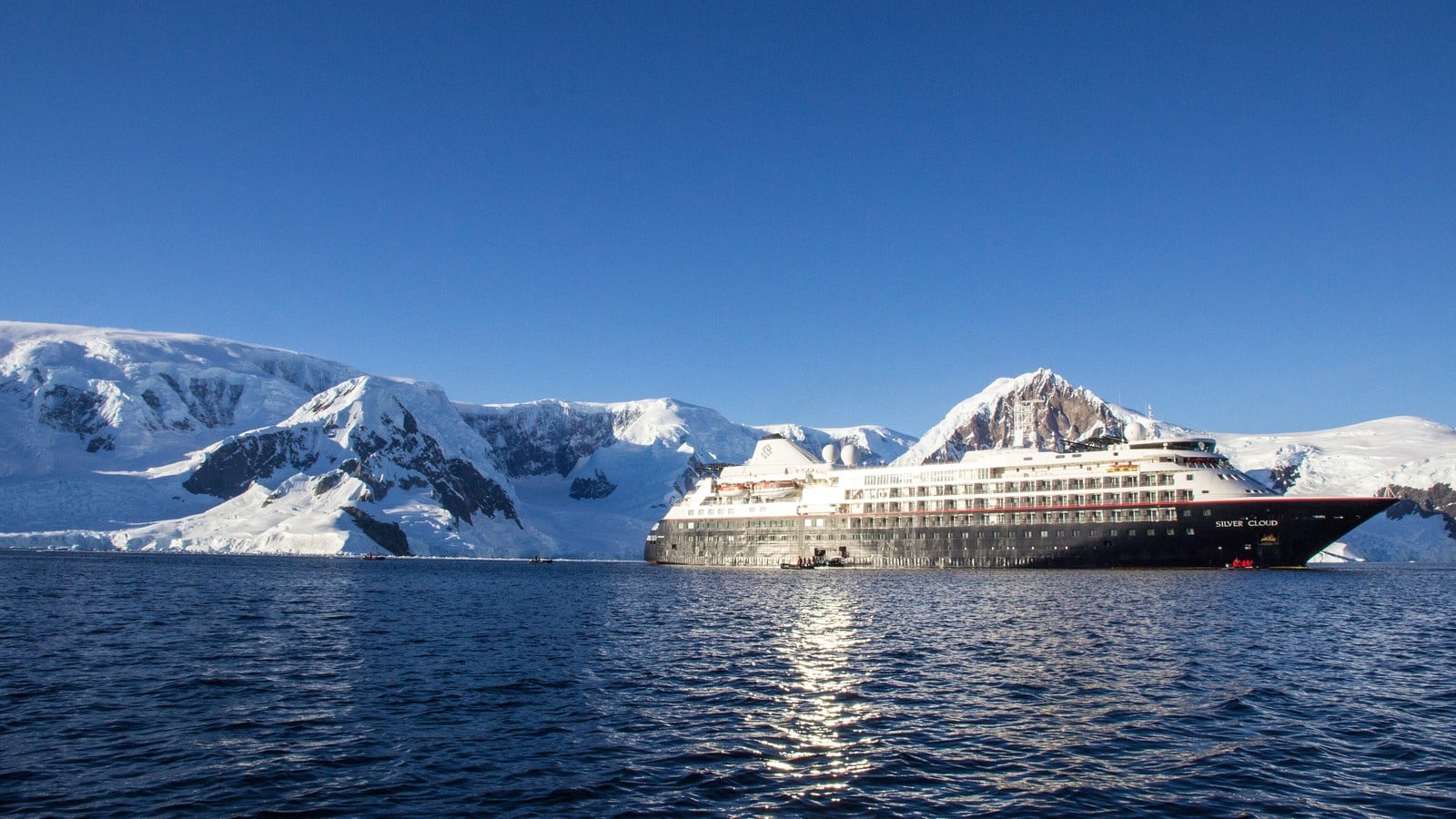 Silversea Luxury Polar Expedition Vessel Silver Cloud in Paradise Bay Antarctica