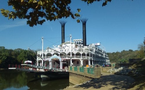 American Queen Voyages authentic paddlewheel steamboat on the river