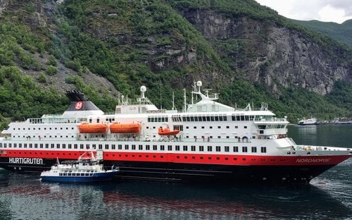 Hurtigruten coastal express and polar expedition ship in Norway