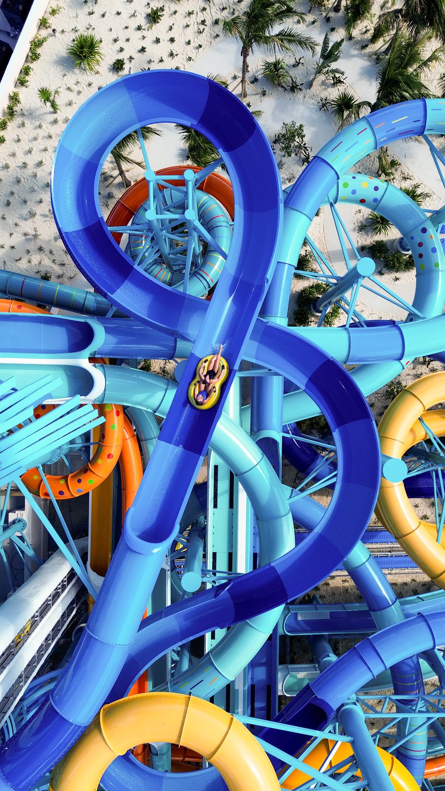 800-foot Wandering River lazy river and immersive multimedia tunnel at Great Stirrup Cay