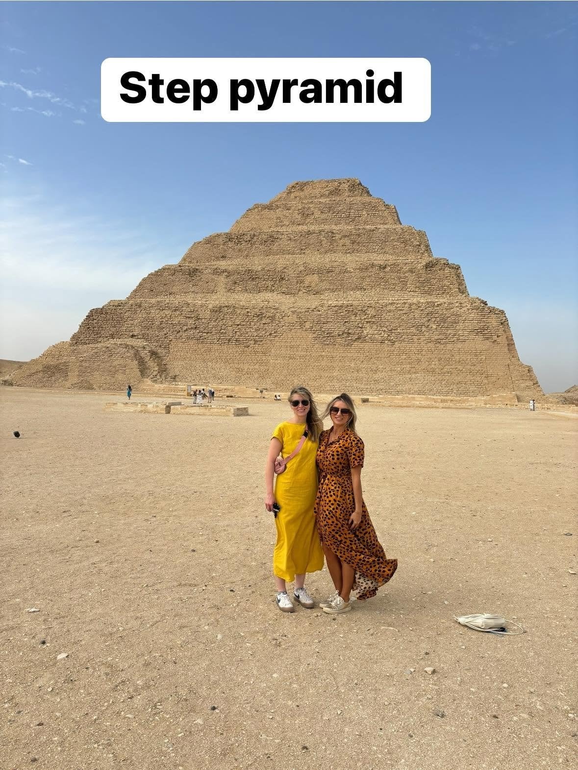 Amanda Burch and her sister Courtney at the Step Pyramid of Djoser in Saqqara