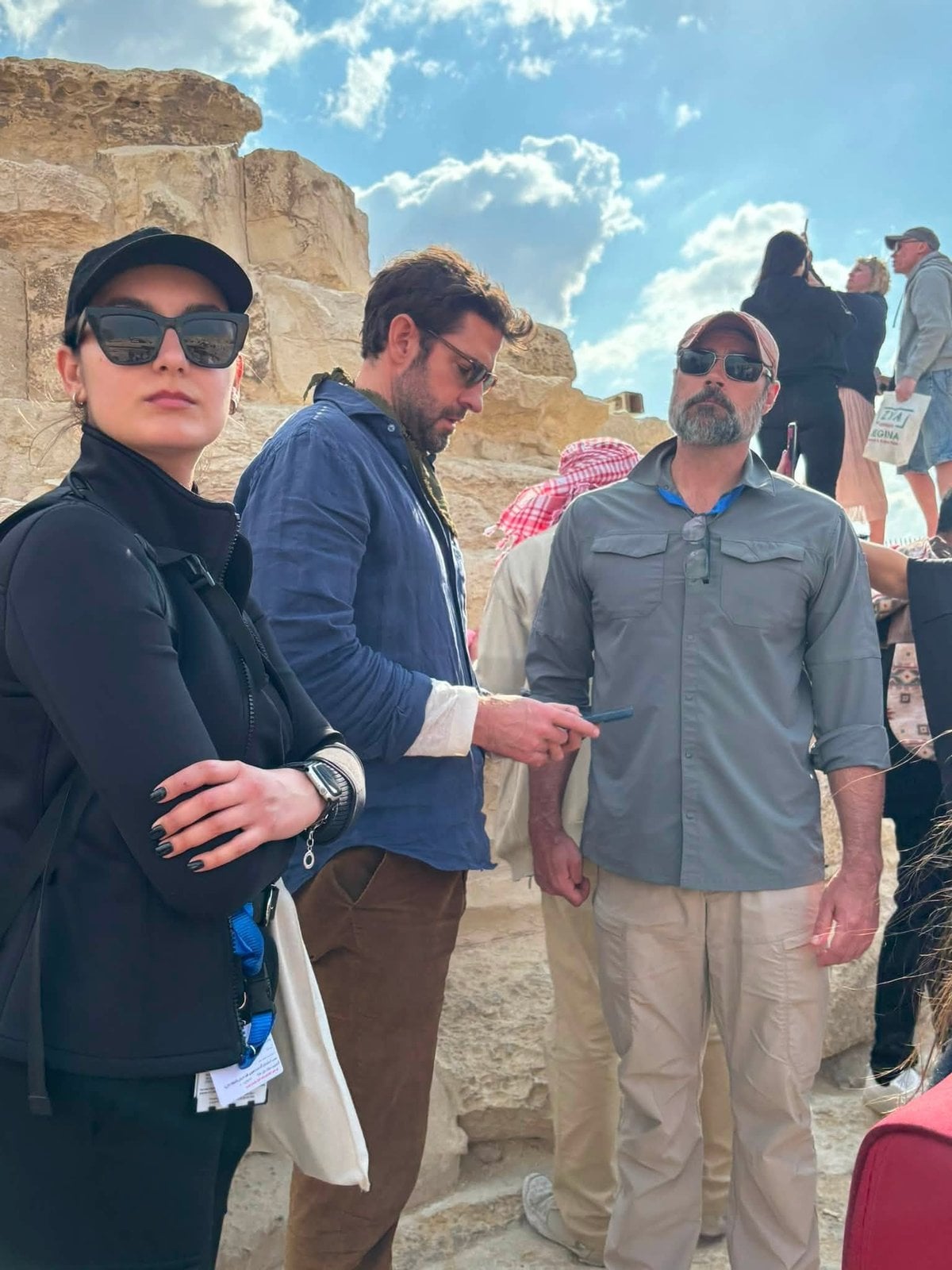 John Krasinski and Natalie Portman filming at the Sphinx in Giza, Egypt