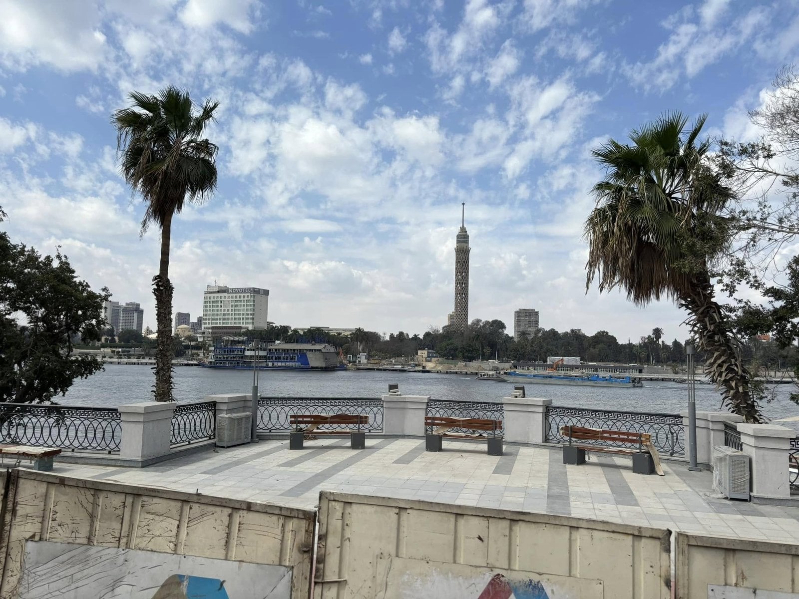 View of the Nile River and Cairo Tower in Cairo, Egypt