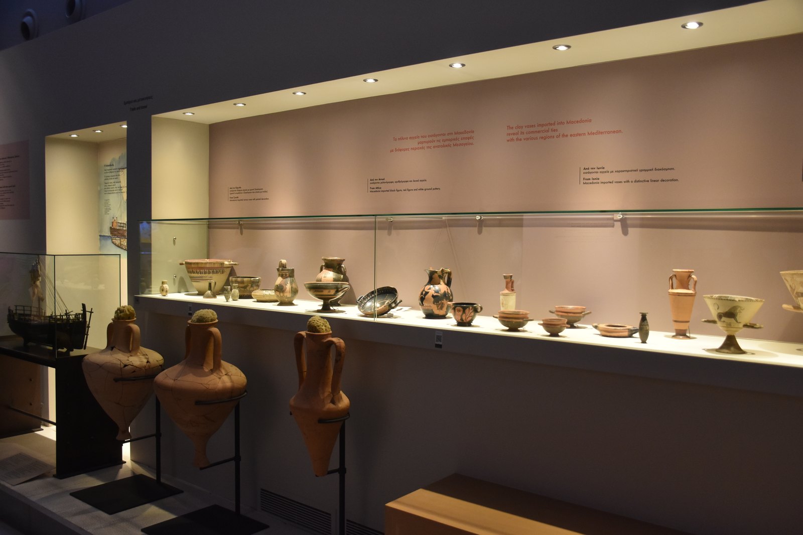 Ancient classical Greek and Roman marble sculptures displayed at the Archaeological Museum of Thessaloniki