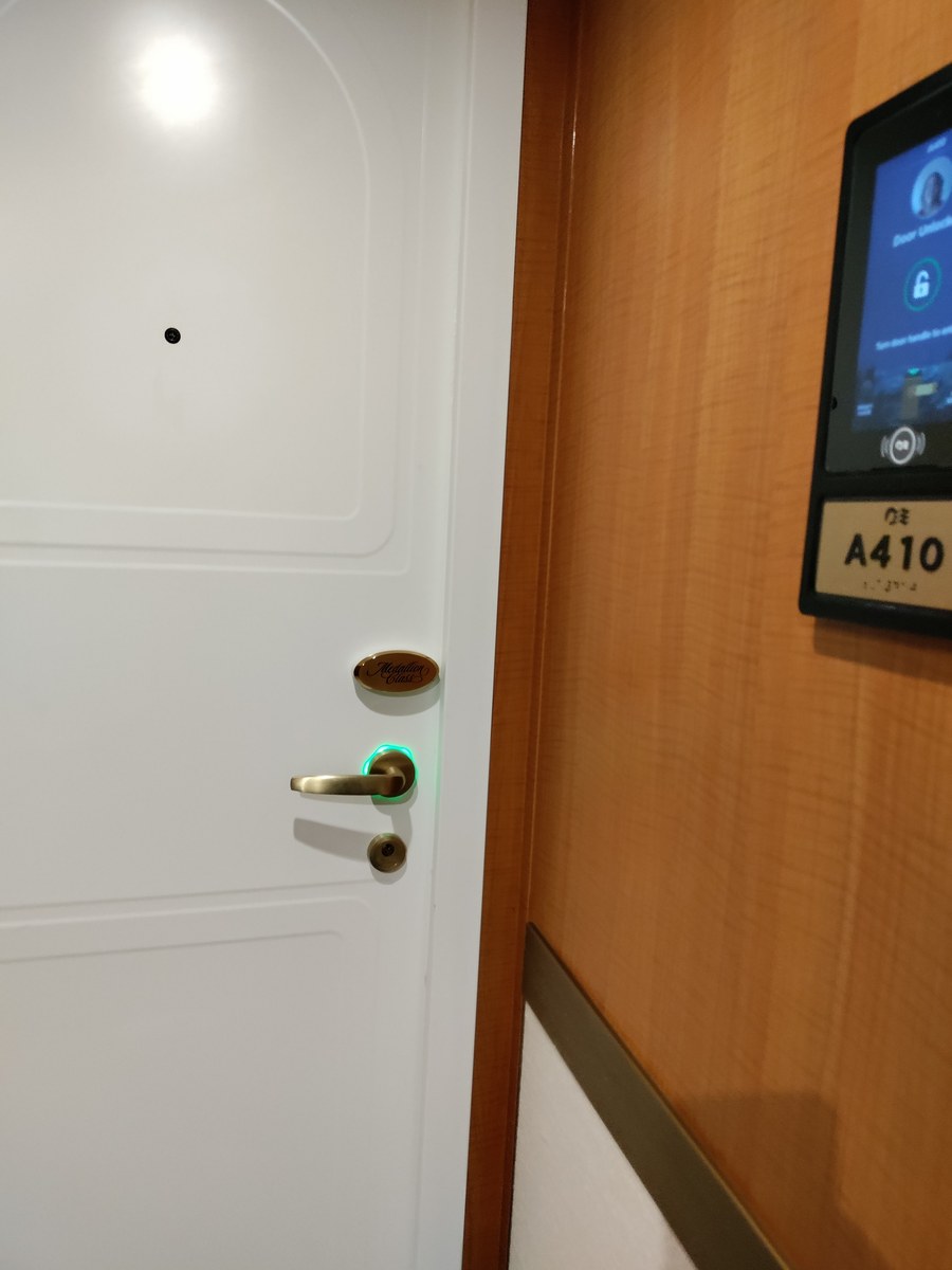 Interactive digital door pad outside stateroom