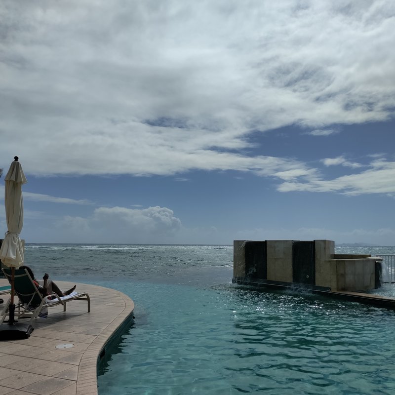 Oceanfront pool and beach at Oyster Bay Resort St. Maarten