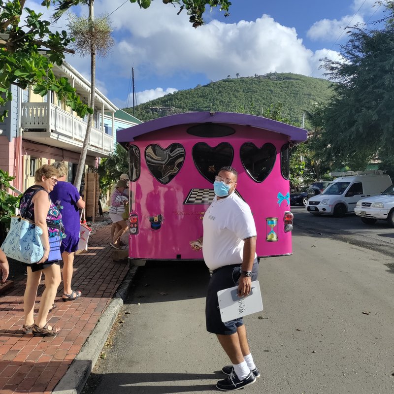 Open-air island safari truck tour in Tortola with guide Colin