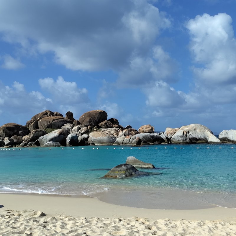 Colossal granite boulders and sea caves at The Baths on Virgin Gorda