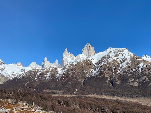 Granite spires of Cerro Fitz Roy rising dramatically over Argentine Patagonia