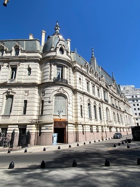 The regal Beaux Arts limestone facade of Palacio Paz on Avenida Santa Fe