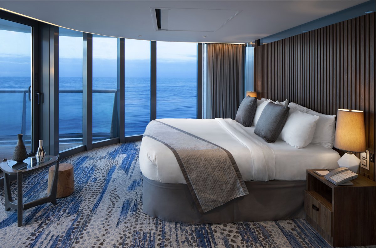 Celebrity Flora Royal Suite penthouse interior and terrace