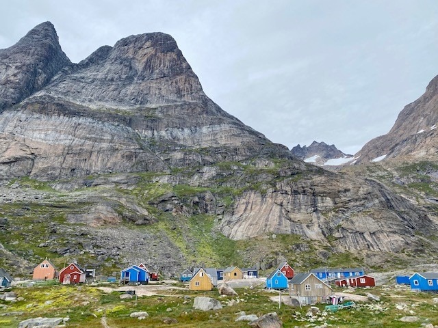 Aappilattoq coastal village colorful houses in Greenland