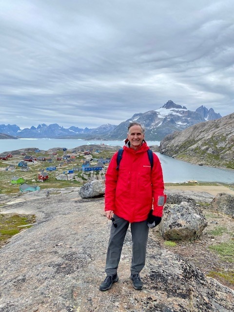 Hiking along high rocky tundra ridges in Greenland