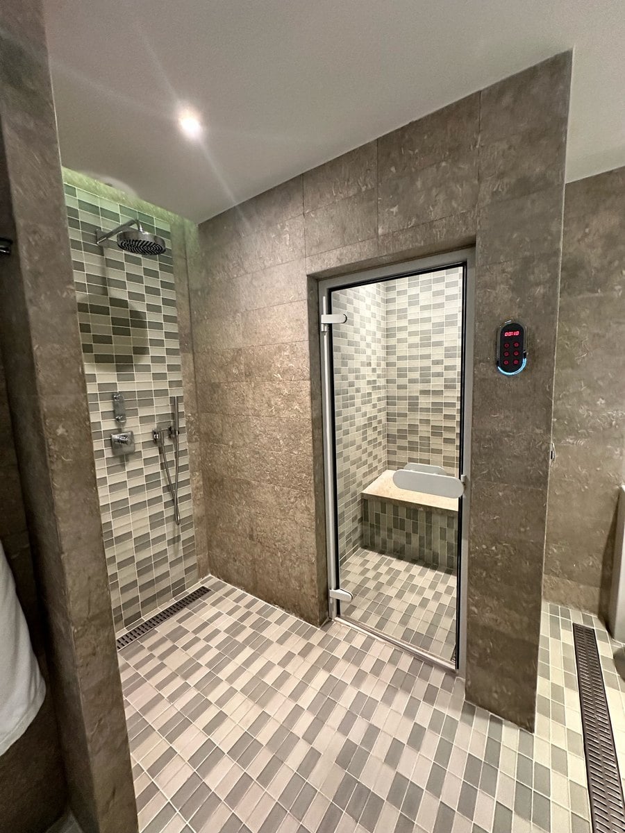 In-room private marble hamam and steam shower suite inside the Park Hyatt spa room
