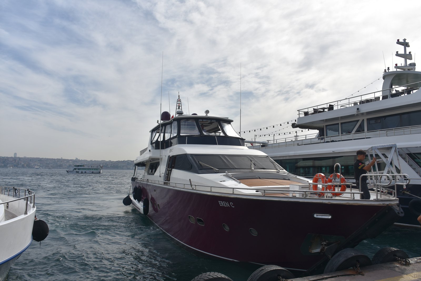 Private luxury yacht chartered by Sea Song Tours cruising the sparkling waters of the Bosphorus