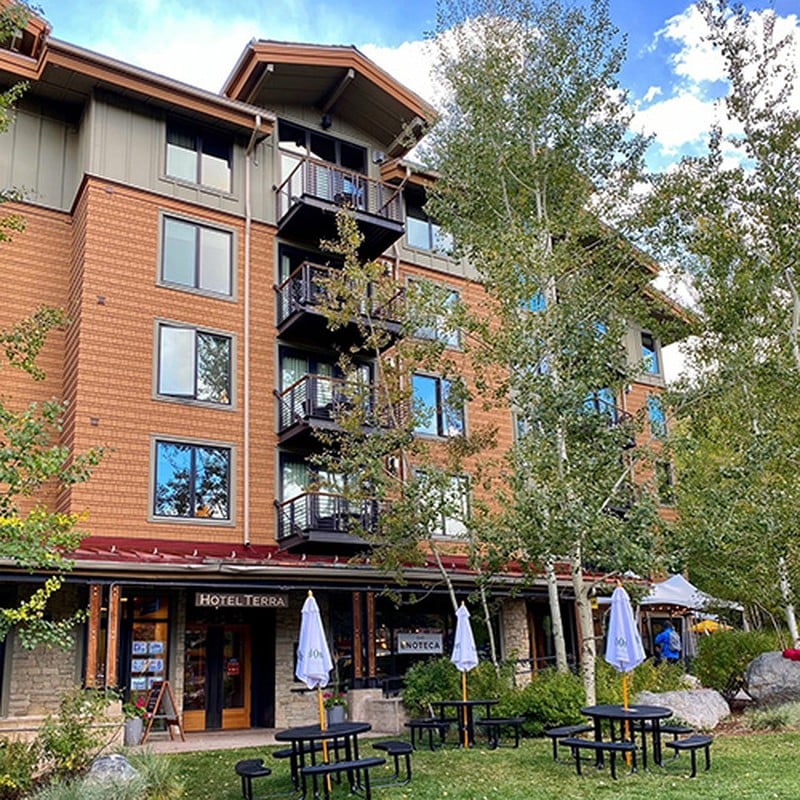 Hotel Terra exterior in Teton Village