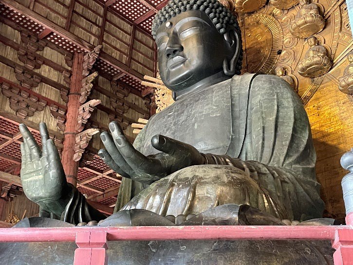 Todai-ji Temple housing the 45-foot Great Bronze Buddha Daibutsu in Nara
