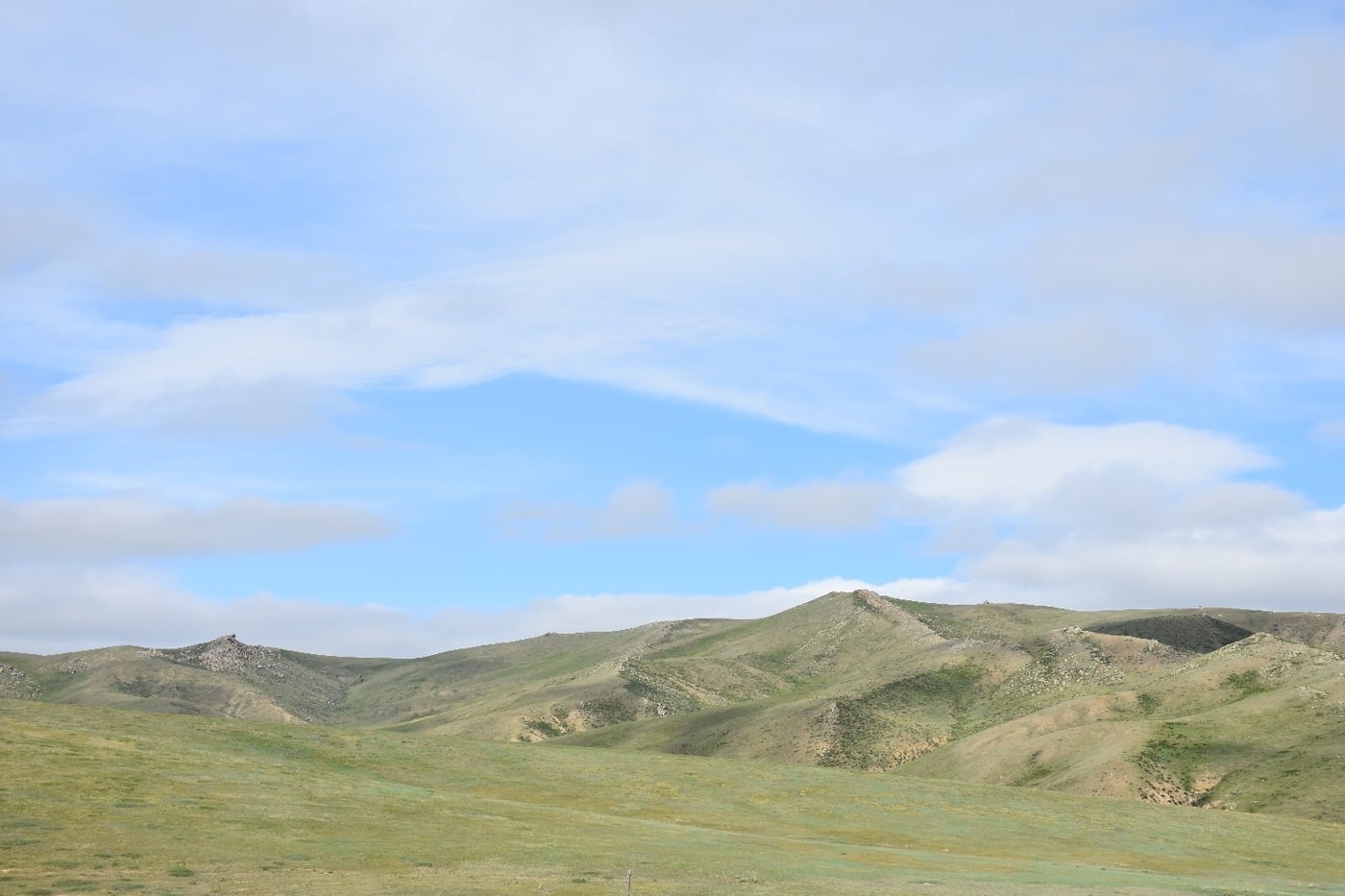 Expansive rolling green hills of the Mongolian countryside