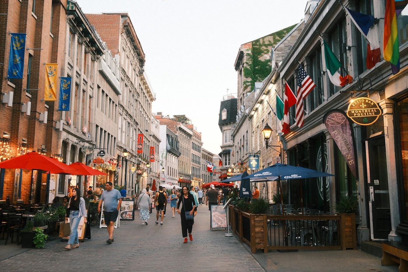 Historic cobblestone streets and centuries-old architecture of Old Montreal