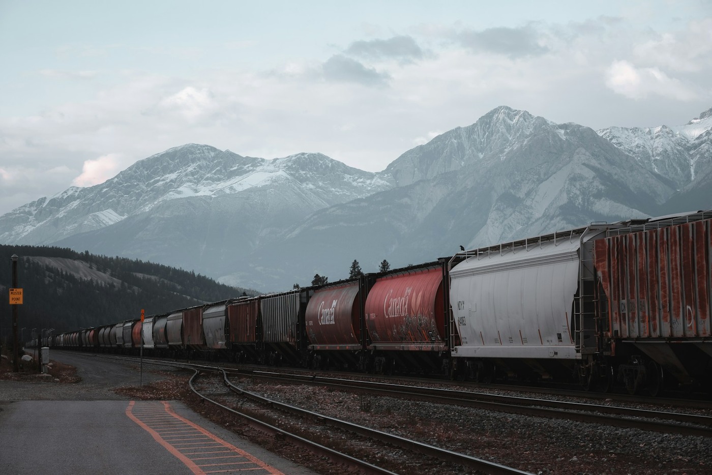 VIA Rail passenger train journeying across the Canadian landscape between Toronto and Montreal