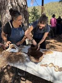 Handcrafted artisan Canarian pottery being formed