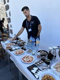 Traditional family-style Canarian lunch in the village square of Vilaflor
