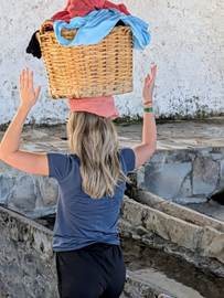 Cultural reenactment of traditional washerwomen work in Vilaflor