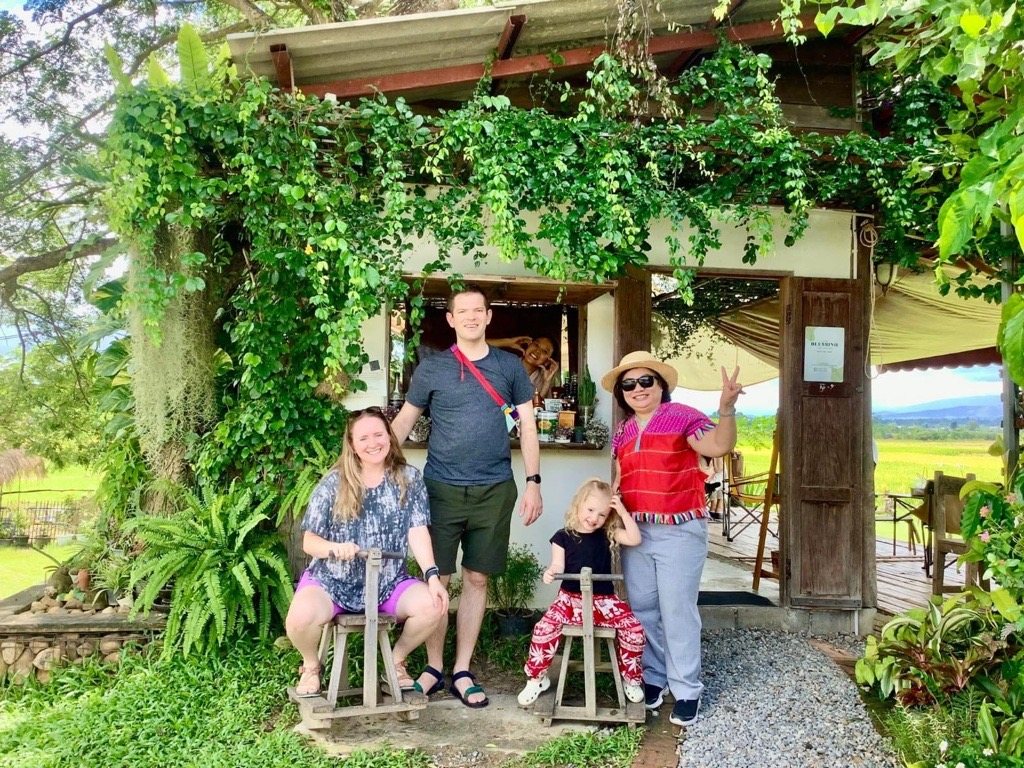 McKann Thomas and family exploring Thailand with their toddler