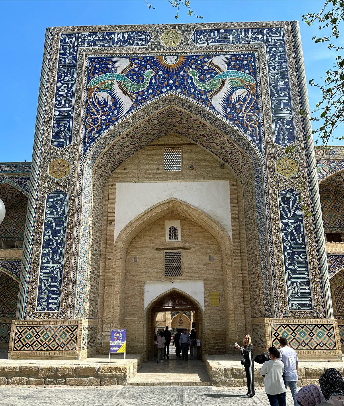 Mir-i-Arab Madrasa with twin turquoise domes in Bukhara