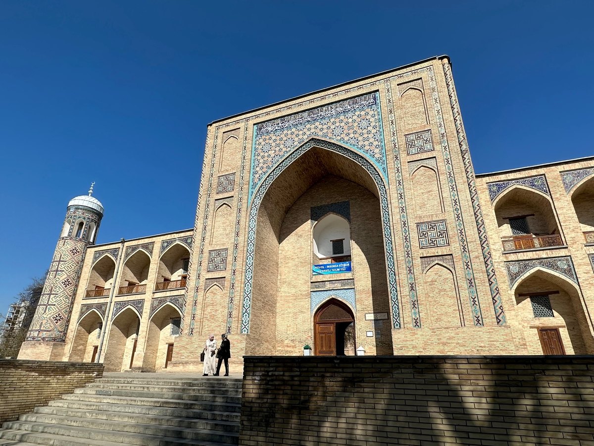 Kukeldash Madrasa historic portal in Tashkent Uzbekistan