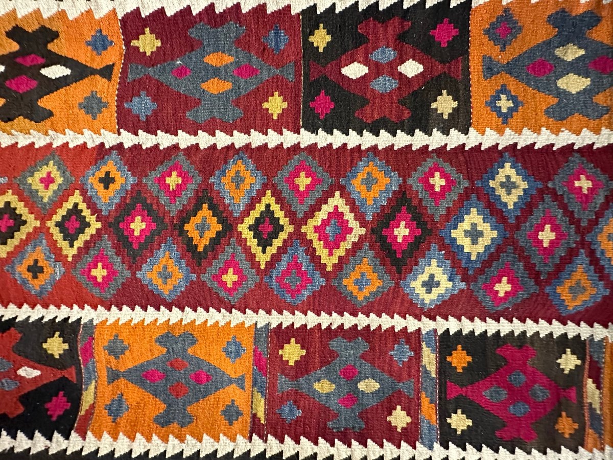 Intricately handwoven Uzbek silk and wool carpet in Tashkent
