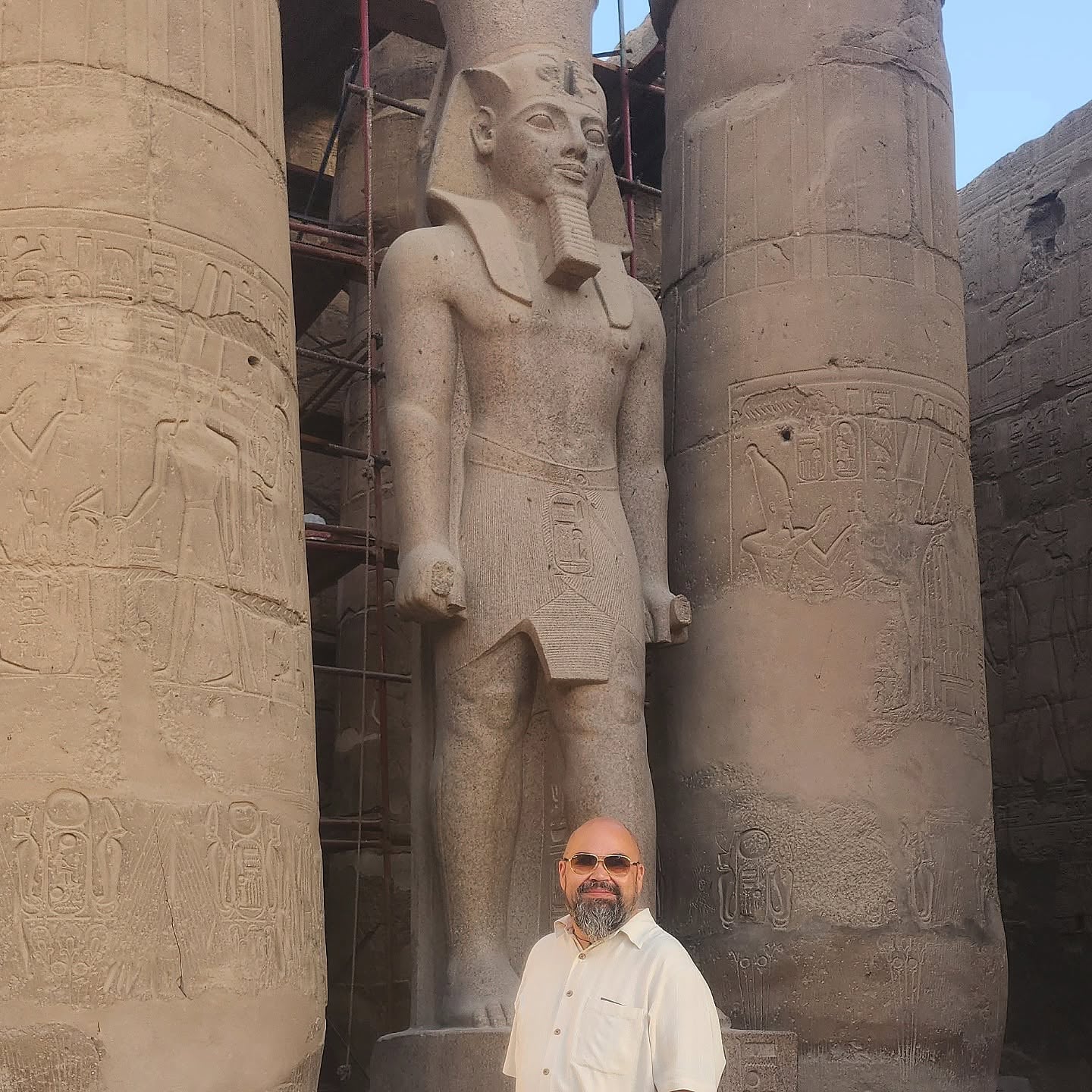 Luxor Temple Colossal Ramses II Statues Illuminated at Night