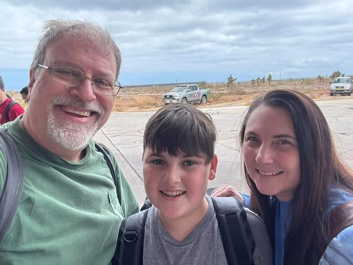 Johnnie Herring and family arriving at the Galapagos Islands airport in Ecuador
