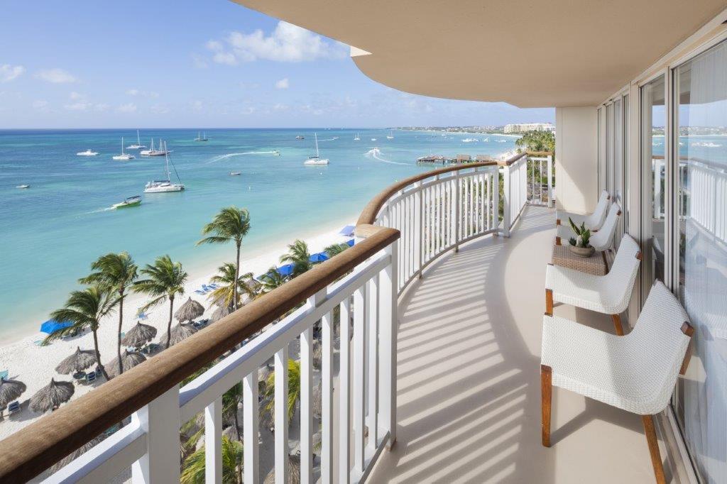 Orquidea Oceanfront Suite private balcony at Hyatt Regency Aruba