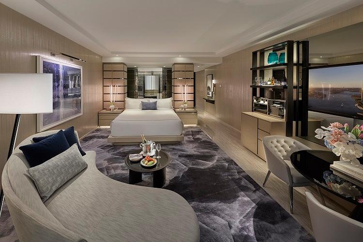 Harbour Bridge King Room with bespoke coastal finishes and custom king bedding