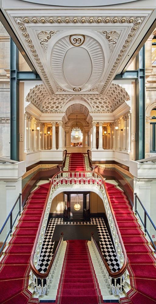 Original carved cedar Victorian grand staircase