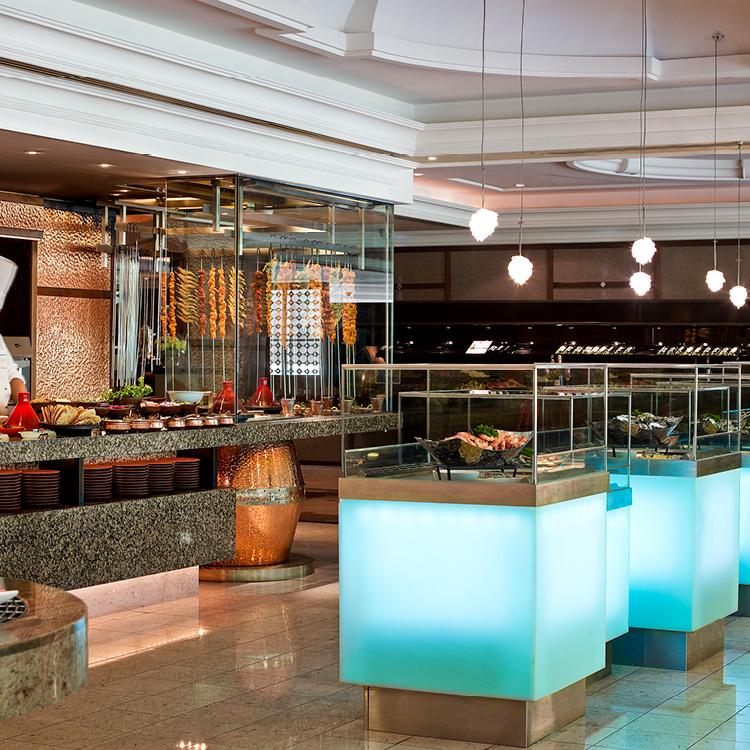Melba Restaurant live cooking stations and Yarra views