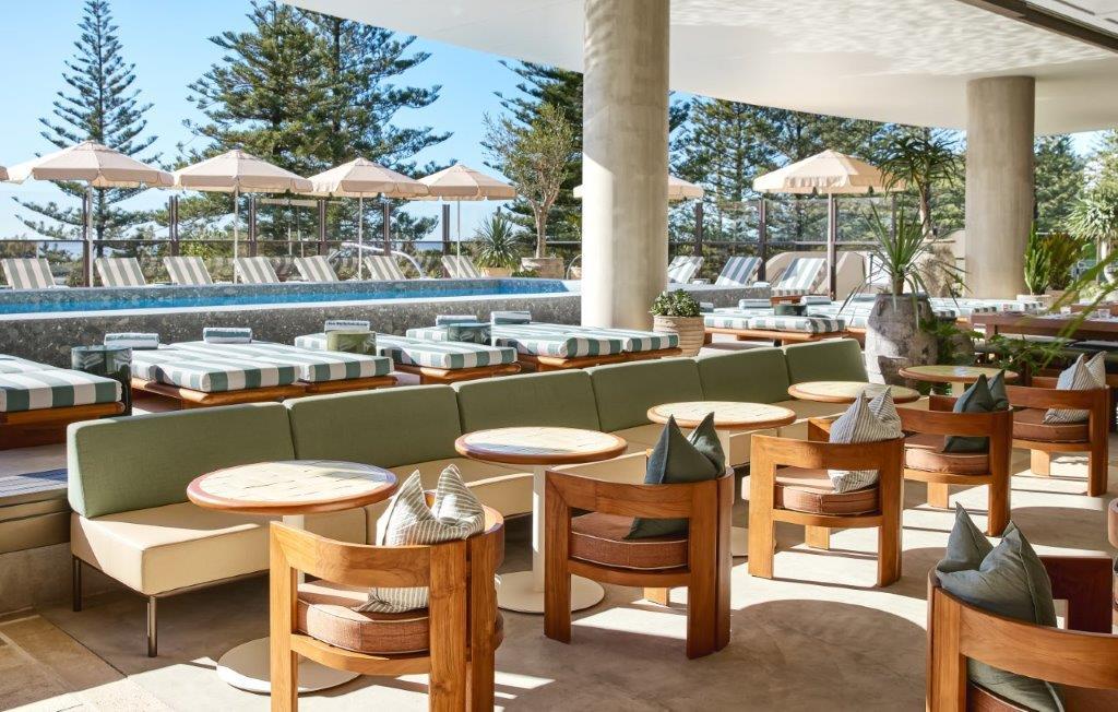 Haven elevated bar and sun loungers overlooking the Gold Coast coastline