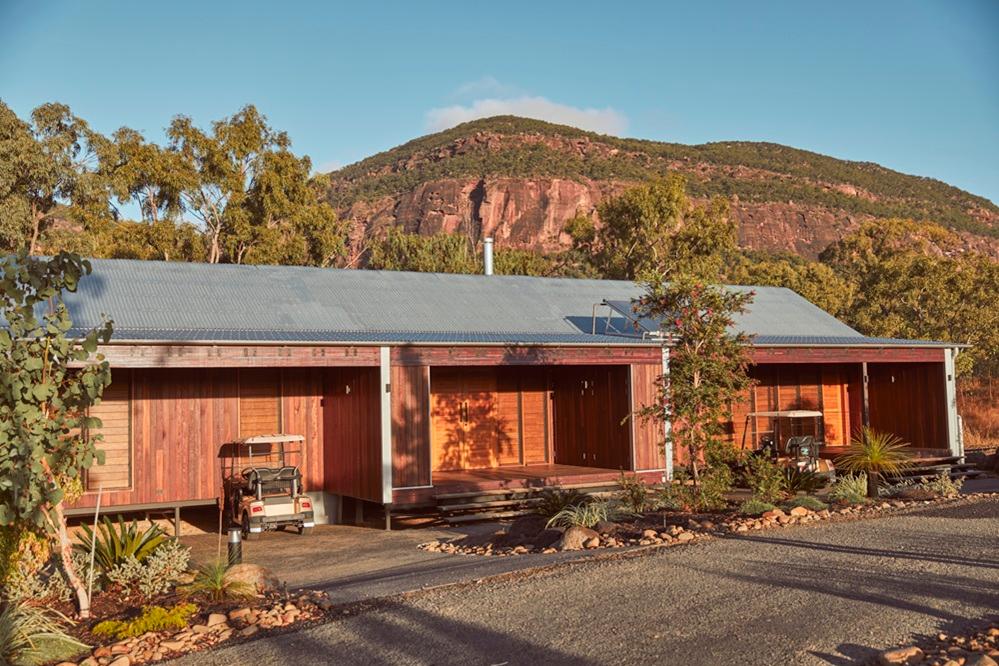 Main pavilion and infinity swimming pool overlooking the eucalyptus weir