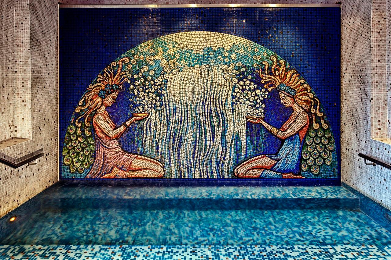 Park Club Health & Day Spa Romanesque 25-meter indoor heated lap pool with mosaic wall