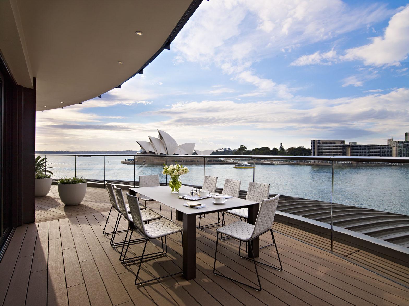 The Sydney Suite expansive outdoor terrace framing panoramic harbour and Opera House views