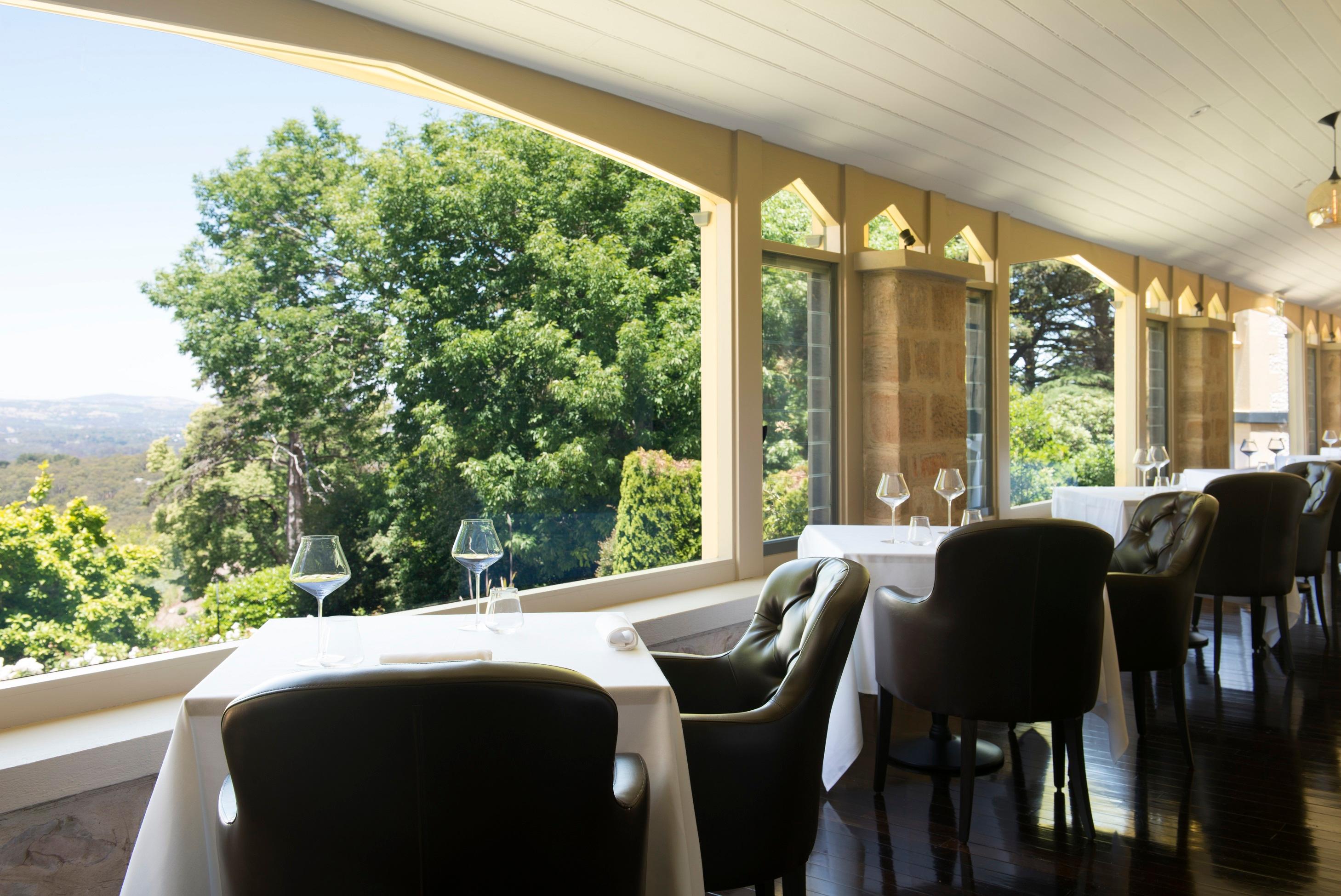 Hardys Verandah Restaurant critically acclaimed 3 Chef Hat dining room overlooking the valley