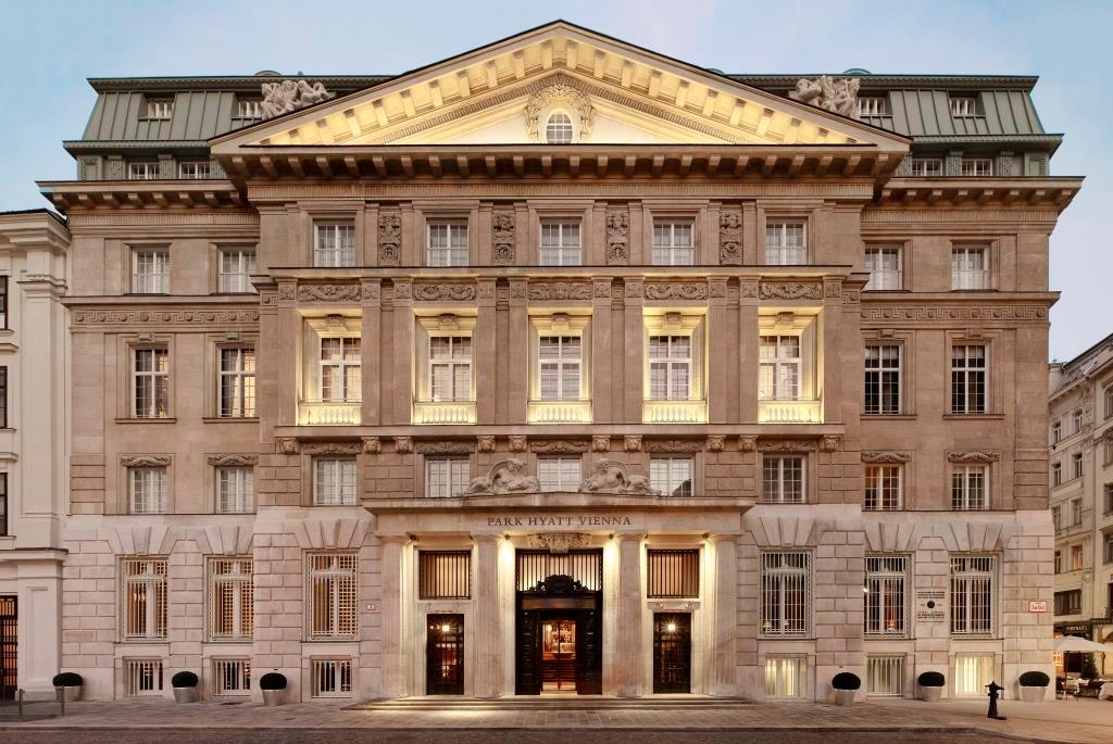 Park Hyatt Vienna neoclassical facade on Am Hof square in Vienna's Goldenes Quartier