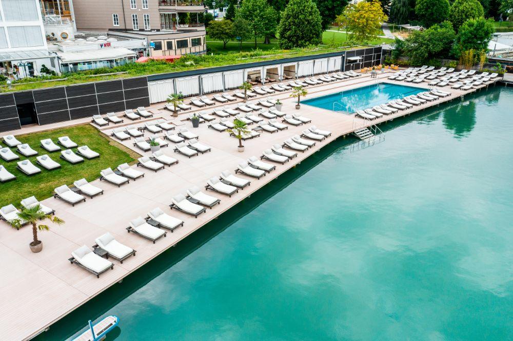 Private Beach Club and sun deck along Lake Wörthersee