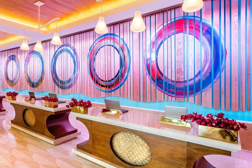 Grand Hyatt Baha Mar grand atrium lobby with modern Bahamian art