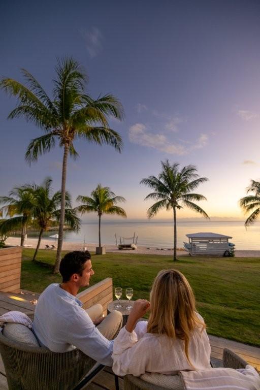 Point Bar on the rocky bluff between north and south beaches at sunset