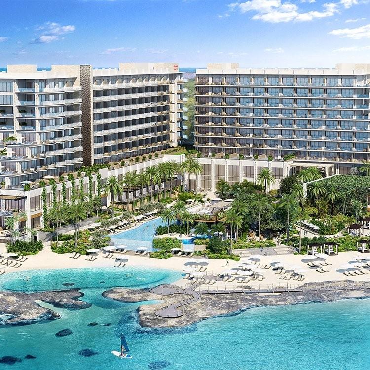 Grand Hyatt Grand Cayman Resort and Spa oceanfront aerial view